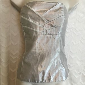 Strapless gold metallic top we